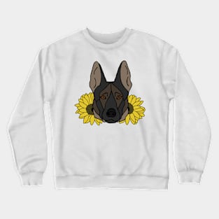 Black Sable Shepherd/Malinois with Sunflowers Crewneck Sweatshirt